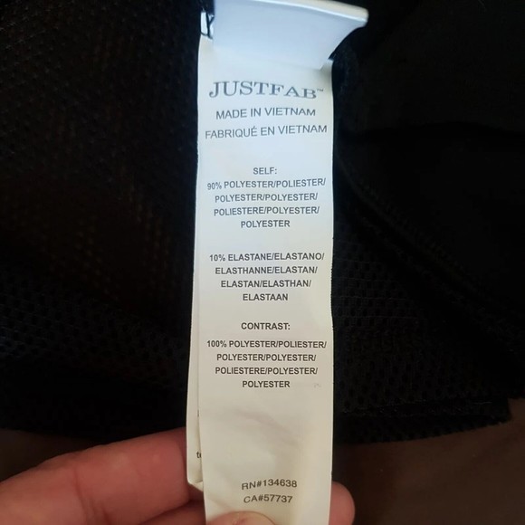 Justfab Active Womens Blouse Black Mesh Short Sleeve Asymmetric Side Slit Size S - Picture 8 of 15